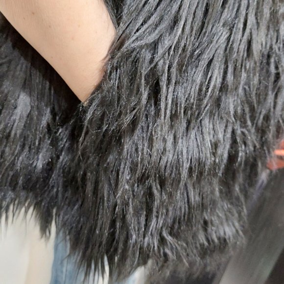 💋BOHO CHIC💋 GORGEOUS Black Faux Fox Fur Jacket - Picture 12 of 16